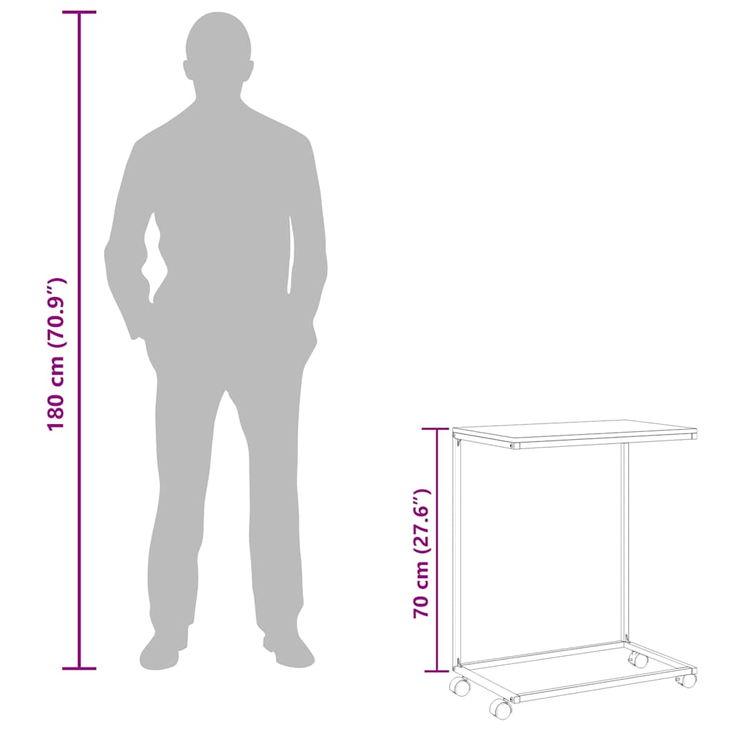 Tavolino con Ruote Bianco 55x35x70 cm in Legno Multistrato 343102