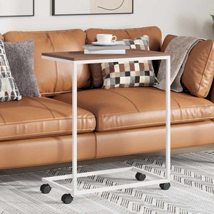 Tavolino con Ruote Bianco 55x35x70 cm in Legno Multistrato 343102