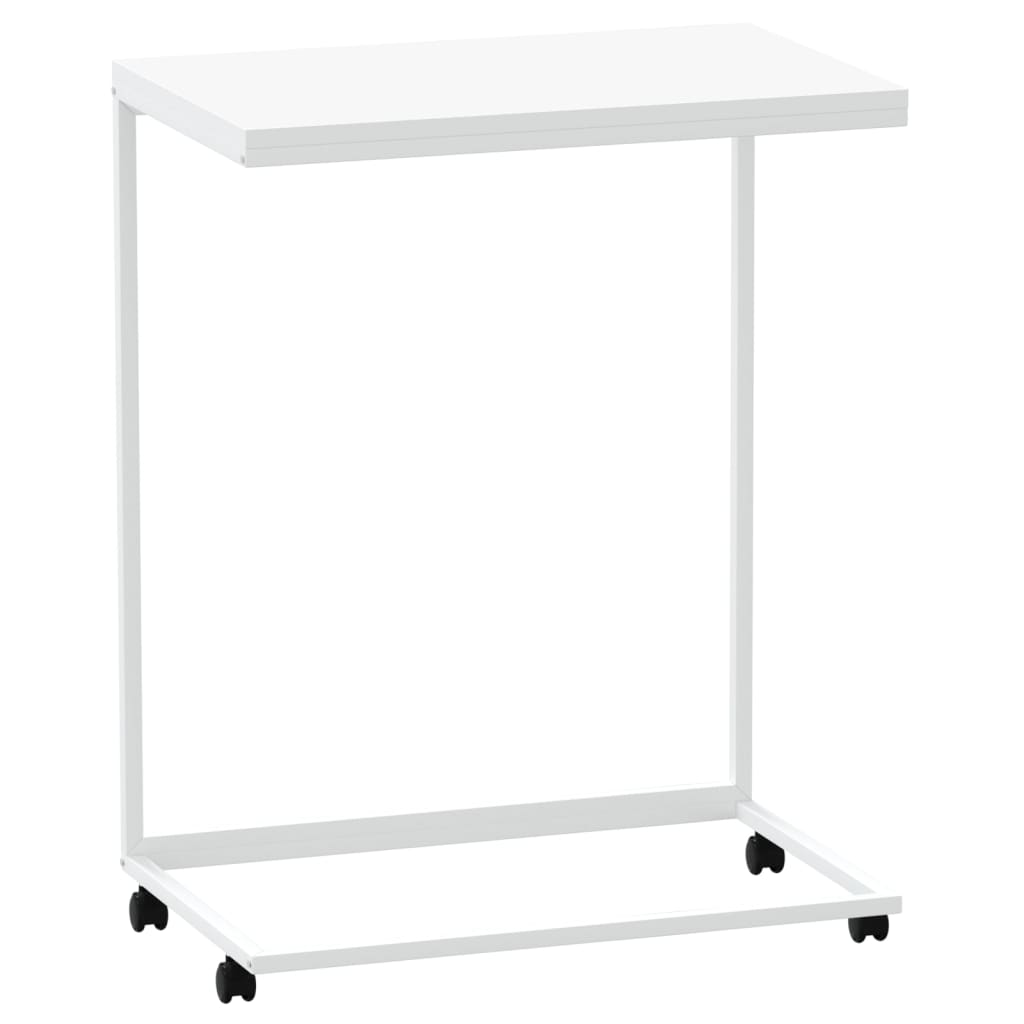 Tavolino con Ruote Bianco 55x35x70 cm in Legno Multistrato 343103
