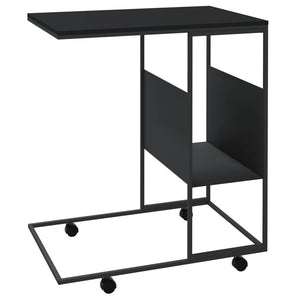 Tavolino con Ruote Nero 55x36x63,5 cm in Legno Multistrato 343109