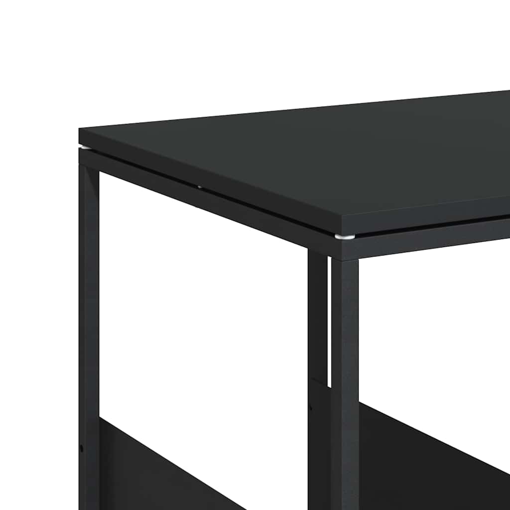 Tavolino con Ruote Nero 55x36x63,5 cm in Legno Multistrato 343109