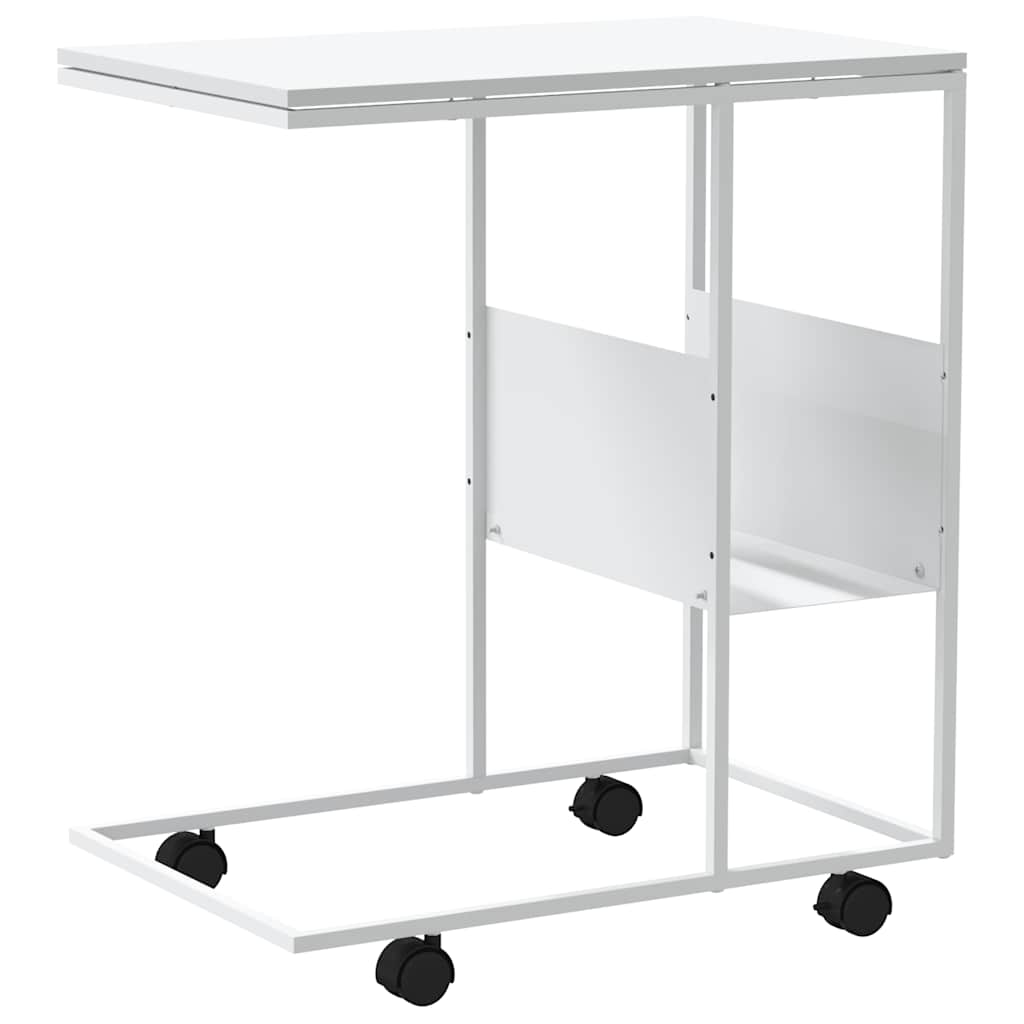 Tavolino con Ruote Bianco 55x36x63,5cm in Legno Multistrato 343111