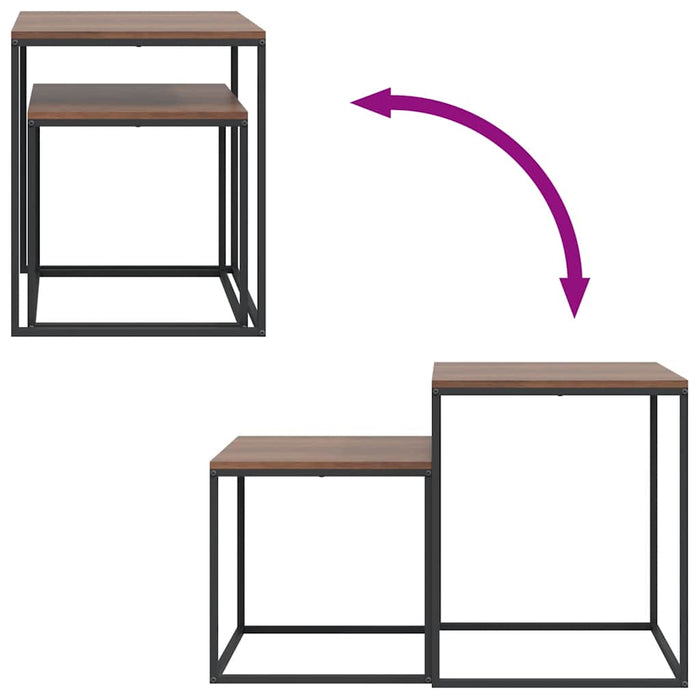 Set di Tavolini 2 pz in Legno Multistrato e Metallo 343112