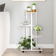 Fioriera a 4 Piani con Ruote-Vaso-Contenitore per Piante 44x23x80 cm Ferro Bianco