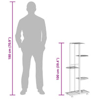 Fioriera a 5 Piani con Ruote 44x23x100 cm Ferro Nero 343117