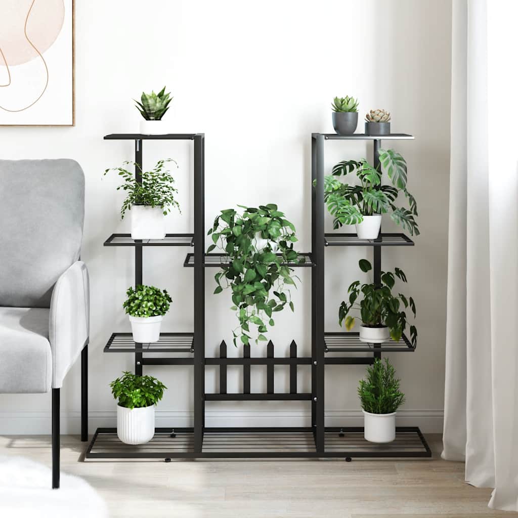 Portafiori-Supporto per Piante-Rastrelliera per Fiori 94,5x25x89 cm Ferro Nero