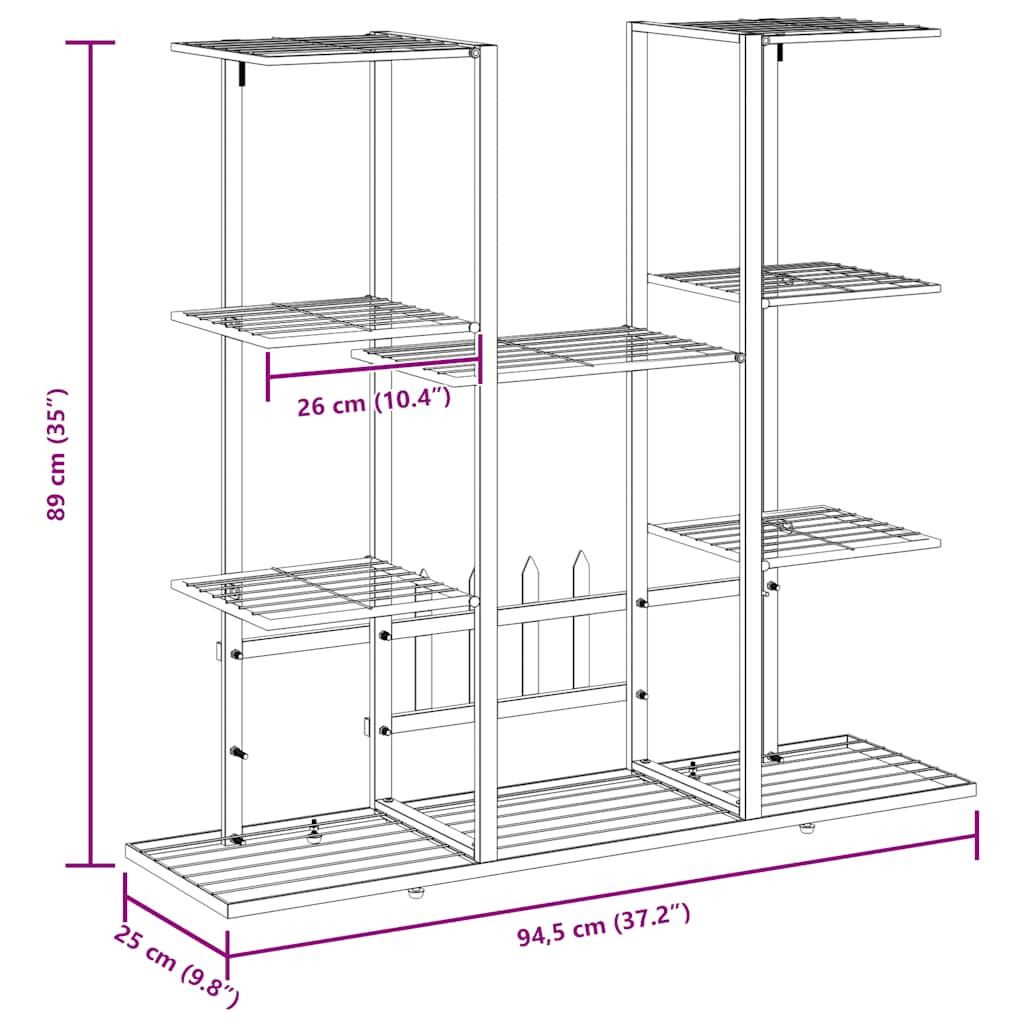 Portafiori 94,5x25x89 cm Ferro Bianco 343120