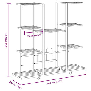 Portafiori con Ruote 94,5x24,5x91,5 cm Ferro Nero 343121