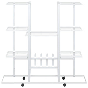 Portafiori con Ruote 94,5x24,5x91,5 cm Ferro Bianco 343122