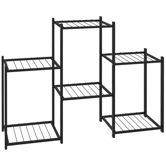 Portafiori-Supporto per Piante-Rastrelliera per Fiori 83x25x60 cm Ferro Nero