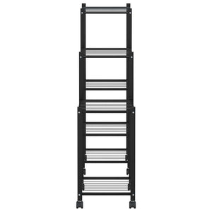 Portafiori con Ruote-Supporto per Piante Mobile-Rastrelliera per Fiori 83x25x83,5 cm Ferro Nero 942221