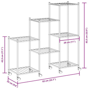 Portafiori con Ruote 83x25x83,5 cm Ferro Nero 343130