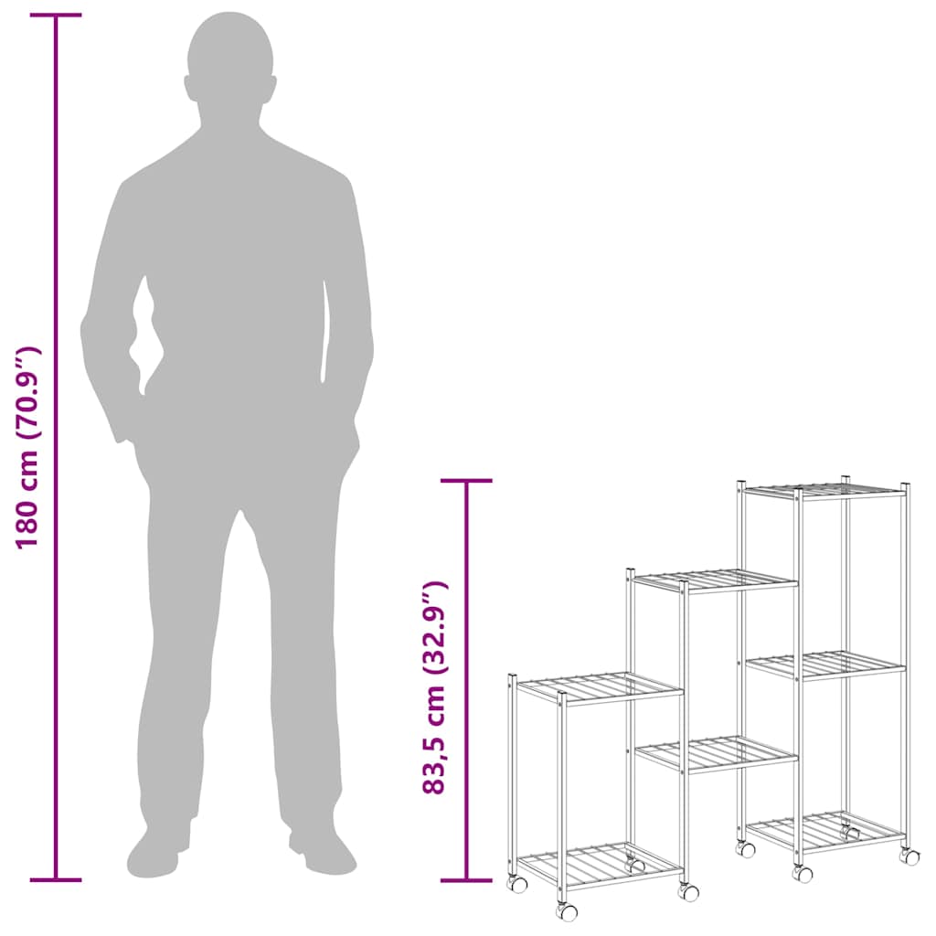 Portafiori con Ruote 83x25x83,5 cm Ferro Nero 343130