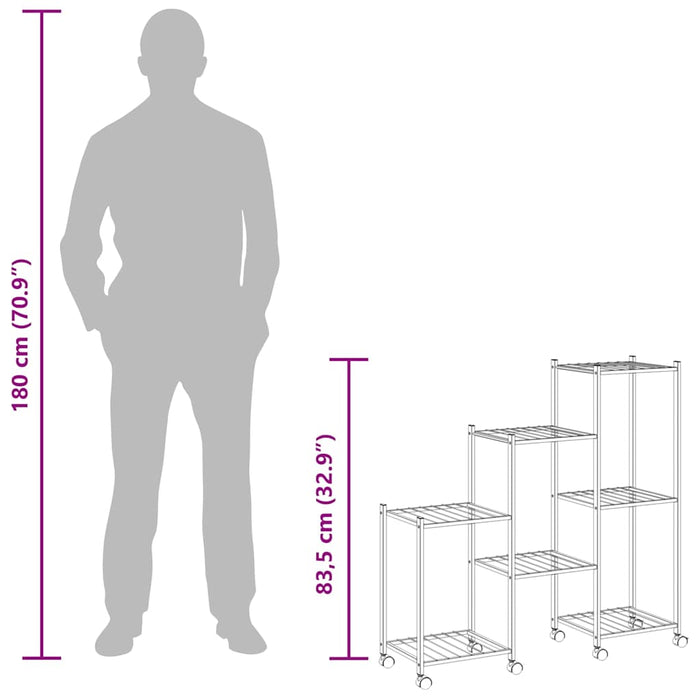 Portafiori con Ruote 83x25x83,5 cm Ferro Nero 343130