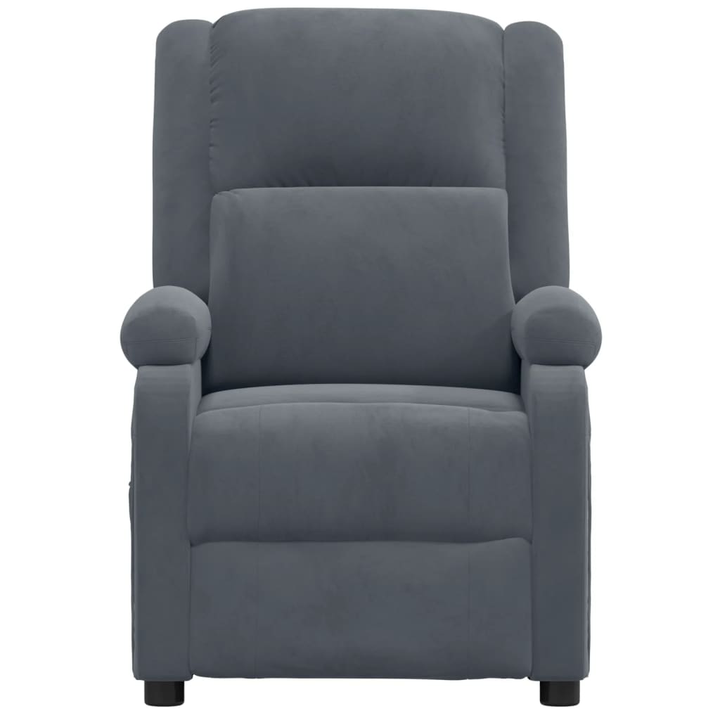 Poltrona Elettrica Reclinabile Grigio Scuro in Vera Pelle 3098394