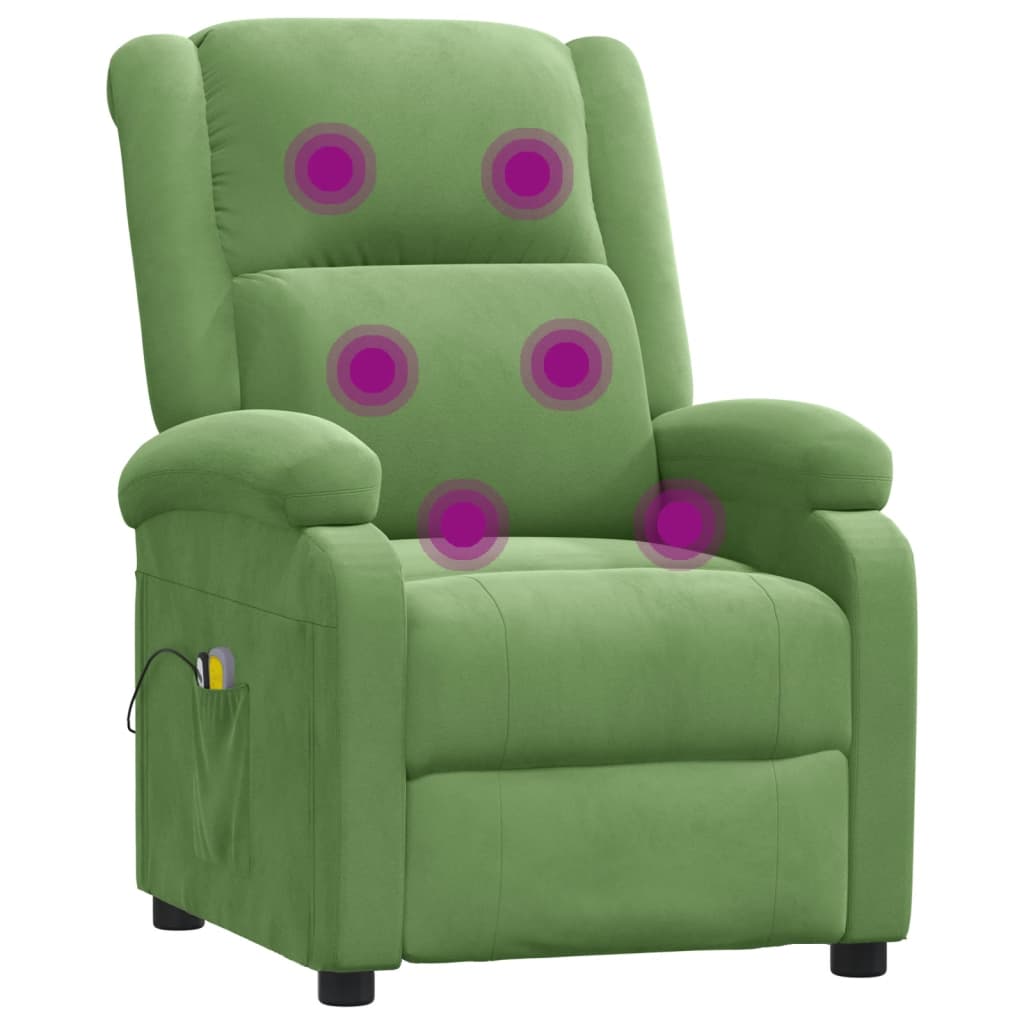 Poltrona Massaggiante Elettrica Verde Chiaro in Velluto 3098407