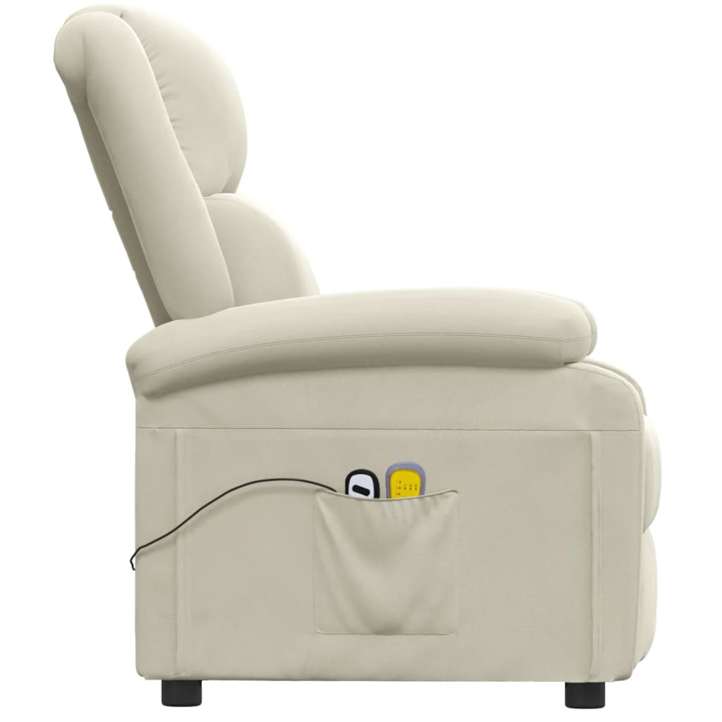 Poltrona Massaggiante Elettrica Crema in Velluto 3098413
