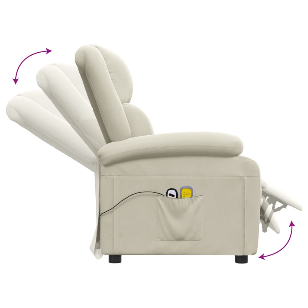 Poltrona Massaggiante Elettrica Crema in Velluto 3098413