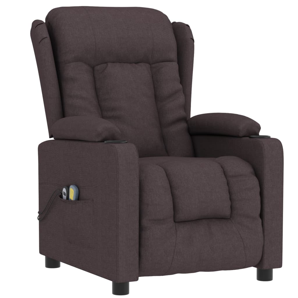 Poltrona Massaggio Reclinabile Elettrica Marrone Scuro Tessuto cod mxl 32186