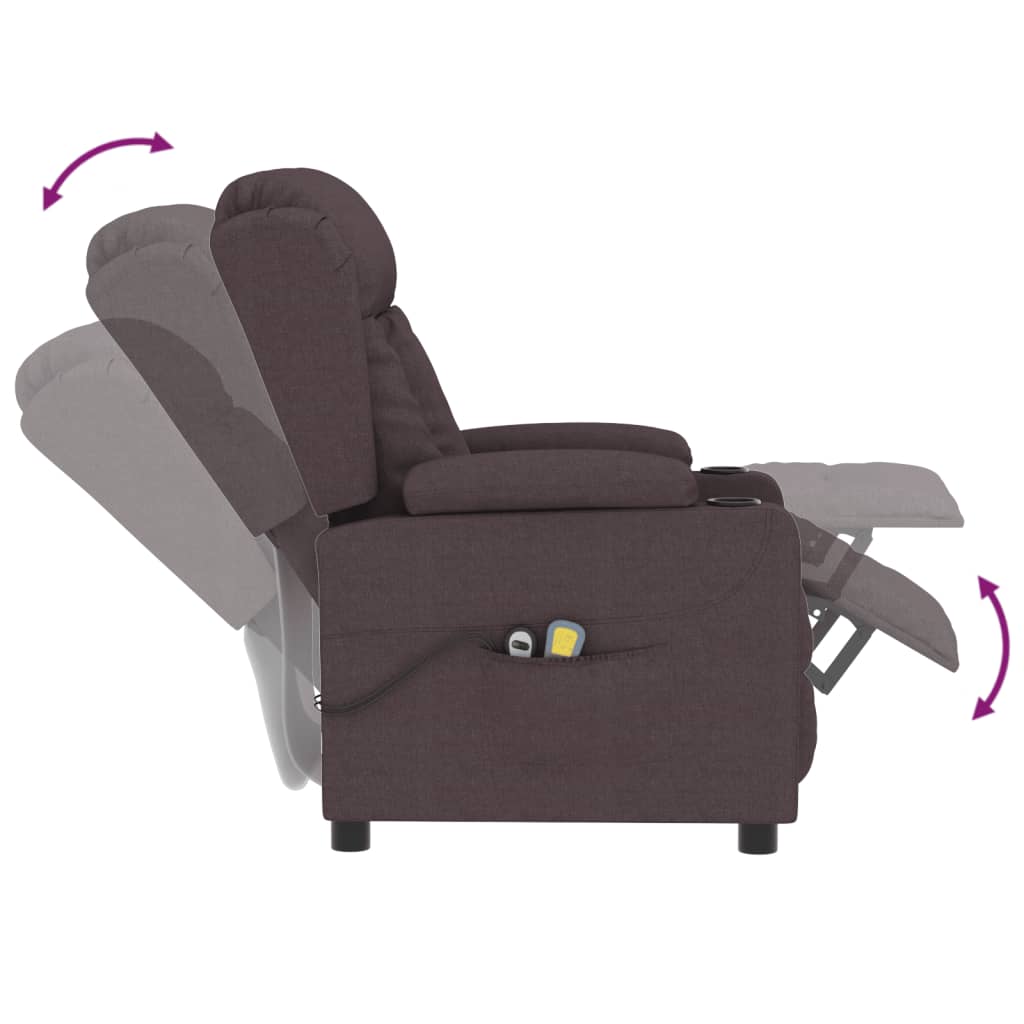 Poltrona Massaggio Reclinabile Elettrica Marrone Scuro Tessuto cod mxl 32186