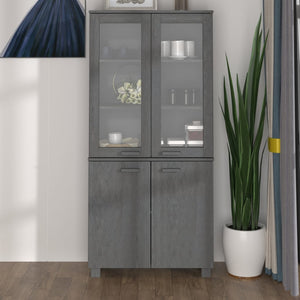 Credenza HAMAR in Legno Massello di Pino Grigio Scuro 3100928