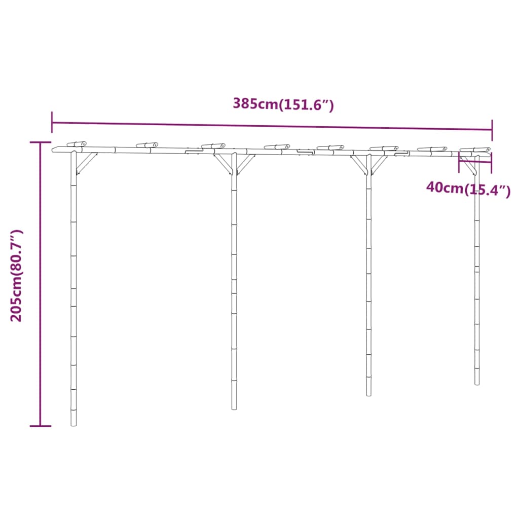 Pergola in BambÃ¹ 385x40x205 cm cod mxl 77210