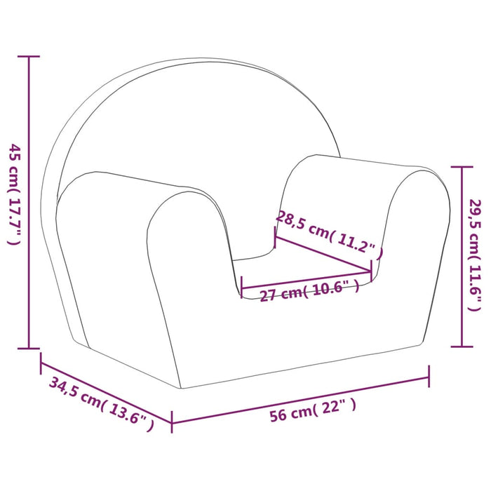Divano per Bambini Antracite in Morbido Peluche 341763