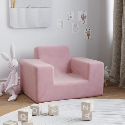 Divano per Bambini Rosa in Morbido Peluche 341814