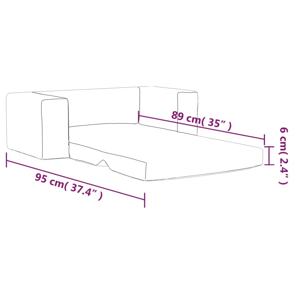 Divano per Bambini a 2 Posti Antracite in Morbido Peluche