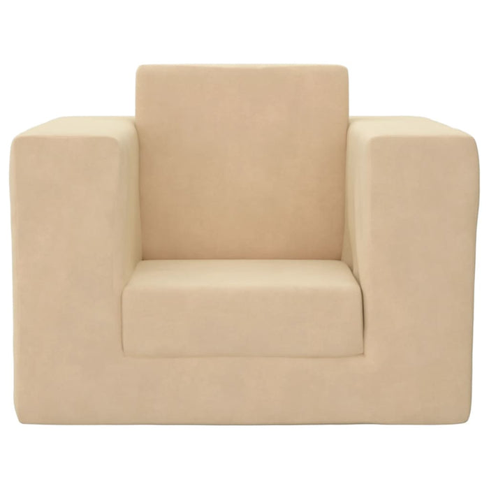 Divano Letto per Bambini Crema in Morbido Peluche 341848