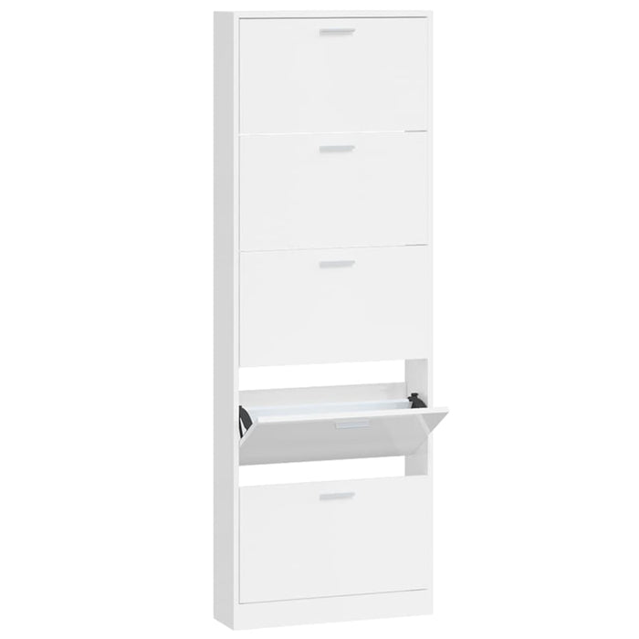 Scarpiera scarpiera mobile portaoggetti ingresso corridoio soggiorno lucido 59 x 17 x 169 cm legno composito bianco 02_0021307