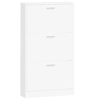 Scarpiera Bianca 59x17x108 cm in Legno Massello di Argilla 342526