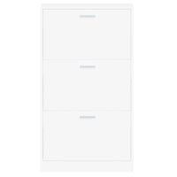 Scarpiera Bianca 59x17x108 cm in Legno Massello di Argilla 342526