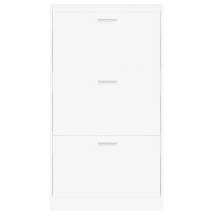 Scarpiera Bianca 59x17x108 cm in Legno Massello di Argilla 342526