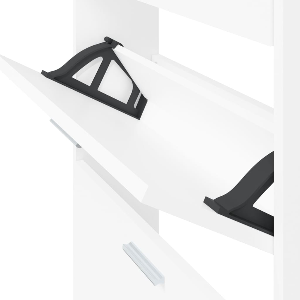 Scarpiera Bianca 59x17x108 cm in Legno Massello di Argilla 342526