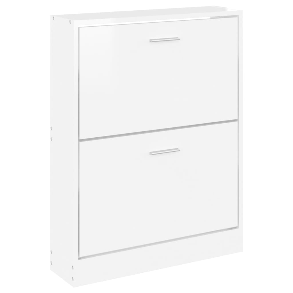 Scarpiera Bianco Lucido 59x17x81 cm in Legno Multistrato 342538
