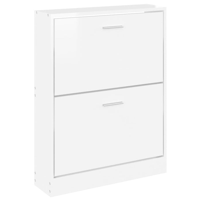 Scarpiera Bianco Lucido 59x17x81 cm in Legno Multistrato 342538