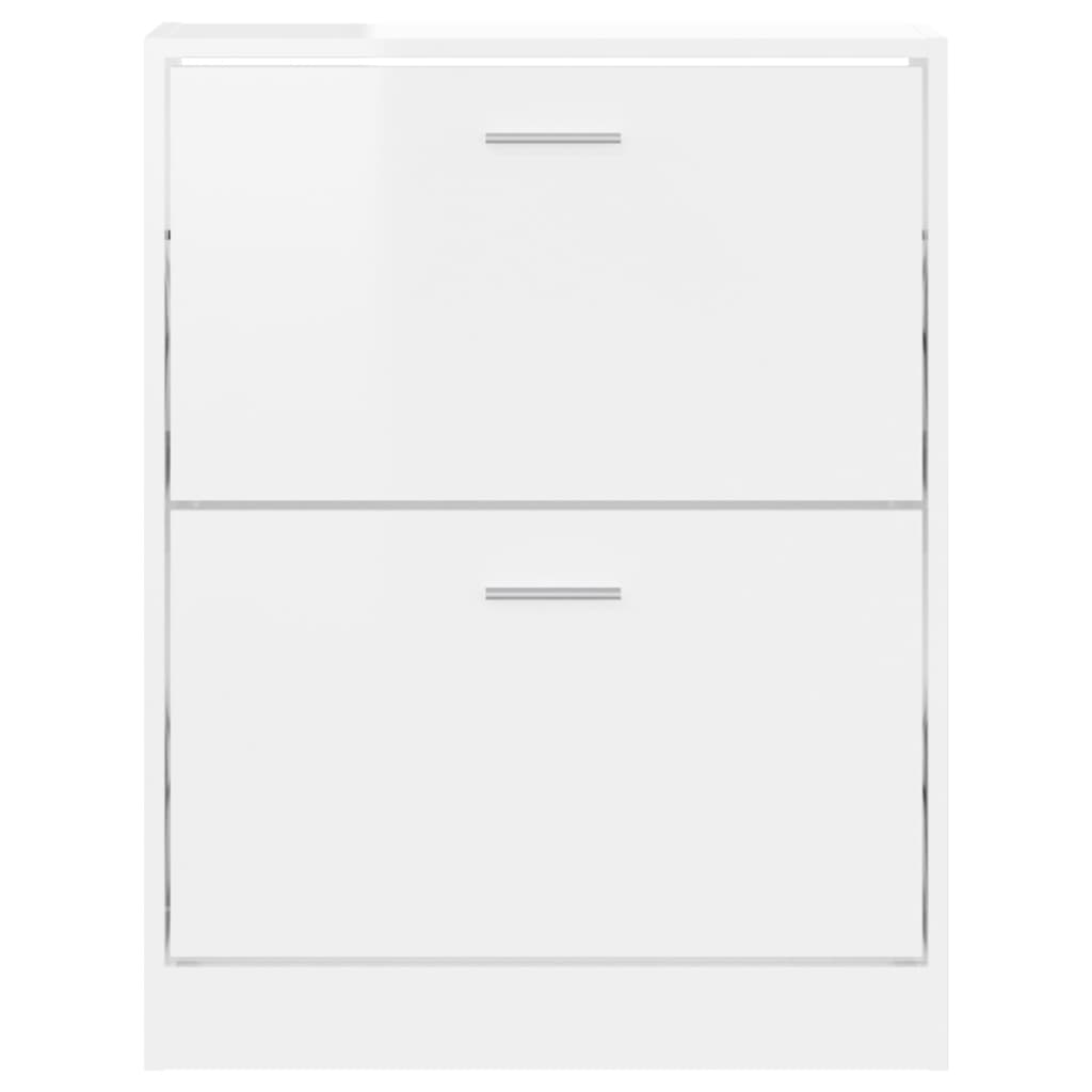 Scarpiera Bianco Lucido 59x17x81 cm in Legno Multistrato 342538