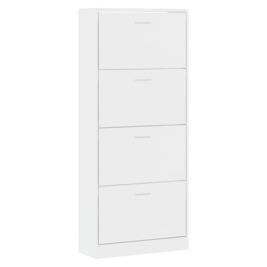 Scarpiera Bianco Lucido 63x24x147 cm in Legno Multistrato 342546