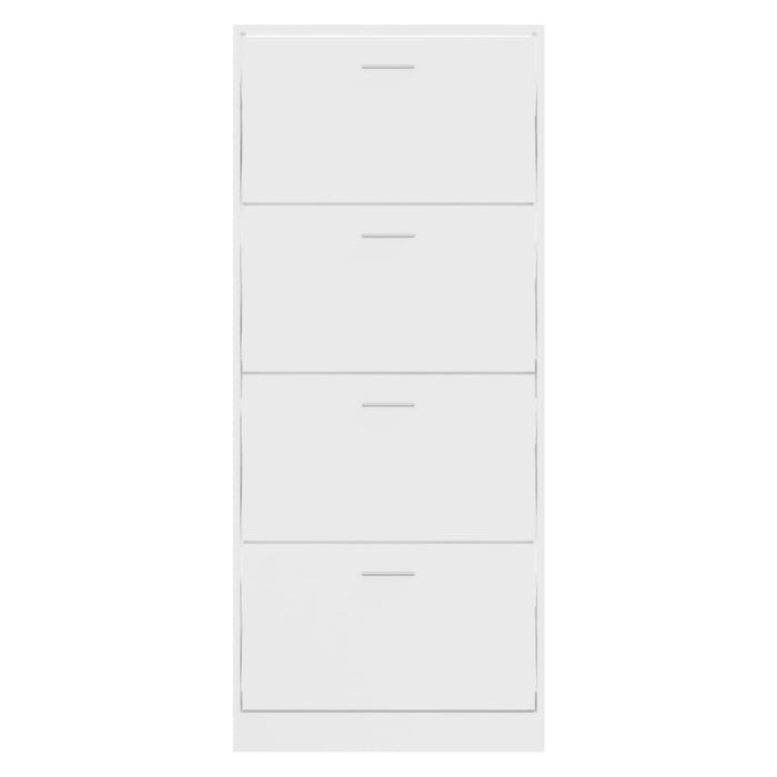 Scarpiera Bianco Lucido 63x24x147 cm in Legno Multistrato 342546