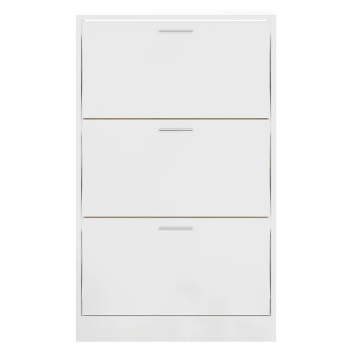 Scarpiera Bianco Lucido 63x24x103 cm in Legno Multistrato 342554