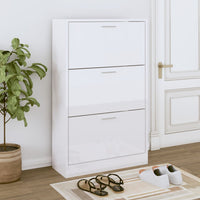 Scarpiera Bianco Lucido 63x24x103 cm in Legno Multistrato 342554