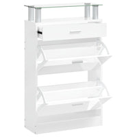 Scarpiera Bianco Lucido 63x24x104 cm in Legno Multistrato