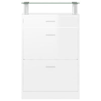 Scarpiera Bianco Lucido 63x24x104 cm in Legno Multistrato