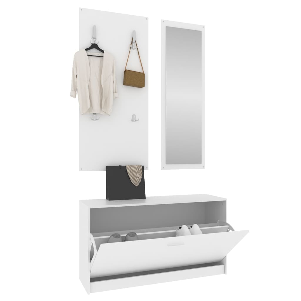 Set Scarpiere 3 in 1 Bianco in Legno Multistrato