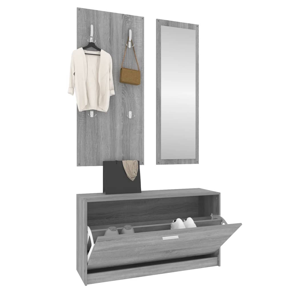 Set Scarpiere 3 in 1 grigio sonoma in Legno Multistrato 342575