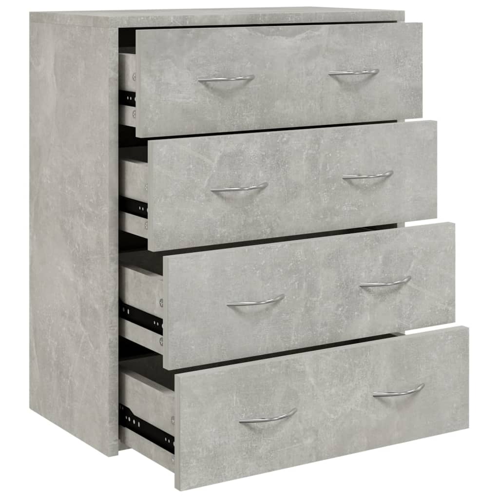 Credenza con 4 Cassetti 60x30,5x71 cm Grigio cemento 342578