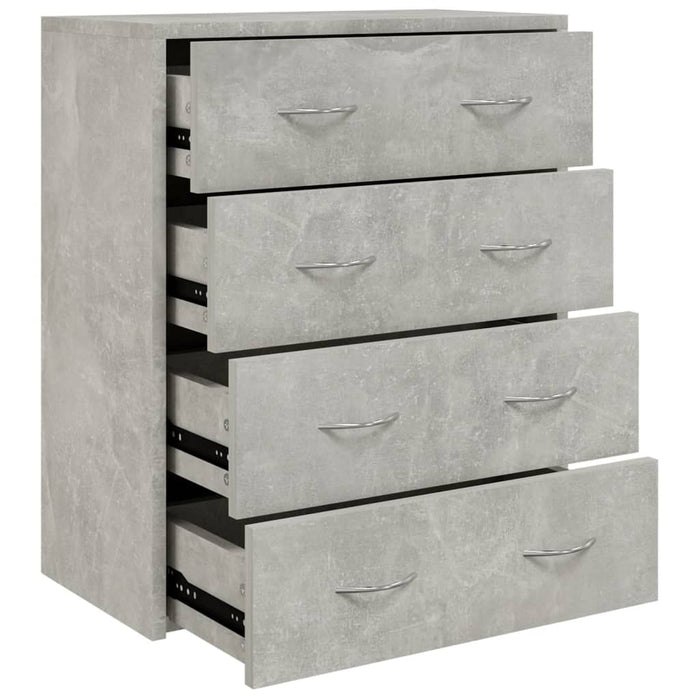 Credenza con 4 Cassetti 60x30,5x71 cm Grigio cemento 342578