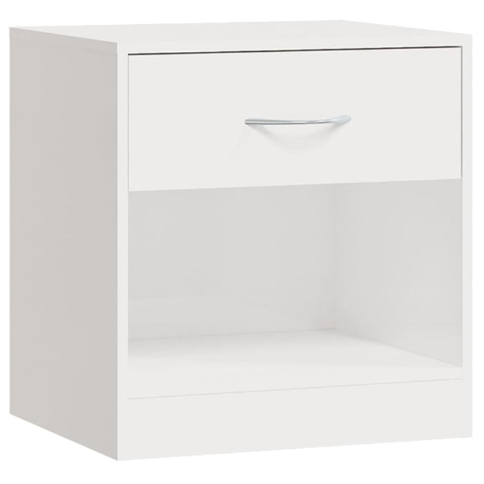 Comodini 2 pz con Cassetto in Bianco Lucido 342585