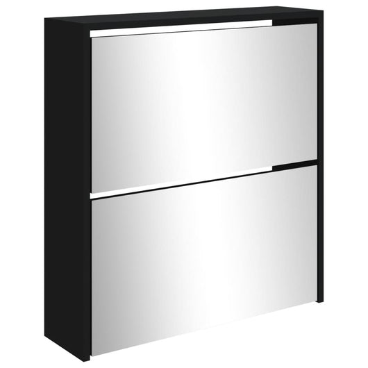 Scarpiera scarpiera mobile portaoggetti ingresso corridoio soggiorno con specchio su 2 livelli x 63 x 17 x 67 cm nero 02_0021415